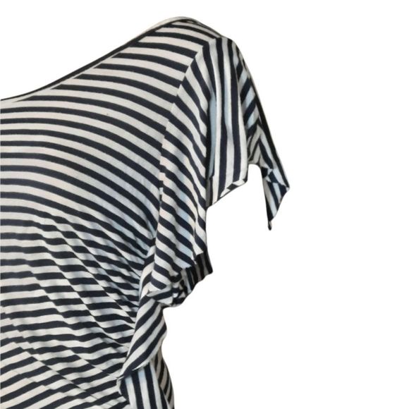 Two Apples Shirt Navy blue  White striped shirt one sleeve Size Medium - Picture 2 of 14